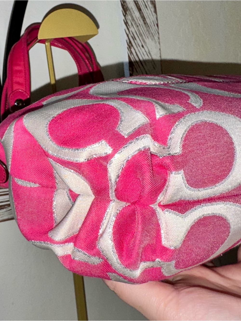 Coach 2012 Poppy Signature Lurex C Outline Satchel Bag 18709M - EUC - Picture 13 of 16